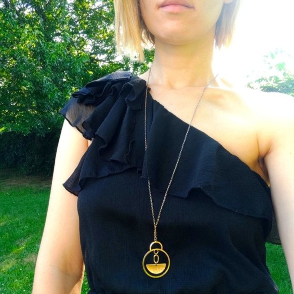 Loft Outlet Circle with Half Circle Inside Pendant Necklace - Picture 7 of 7